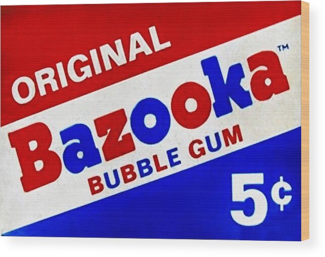 Bazooka Wood Print featuring the photograph Bazooka Bubble Gum by Rob Hans