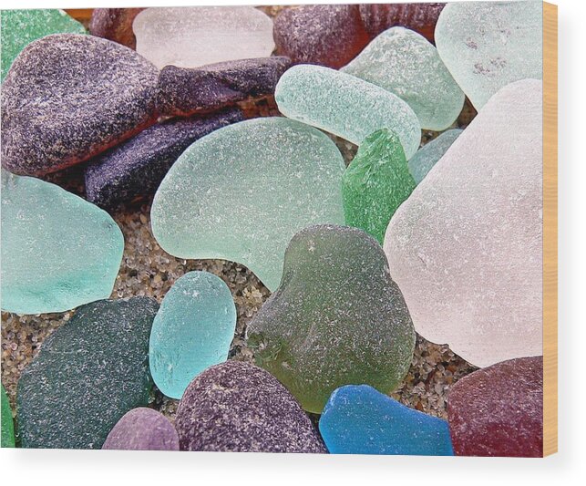 Sea Glass Wood Print featuring the photograph Beach Gems by Janice Drew