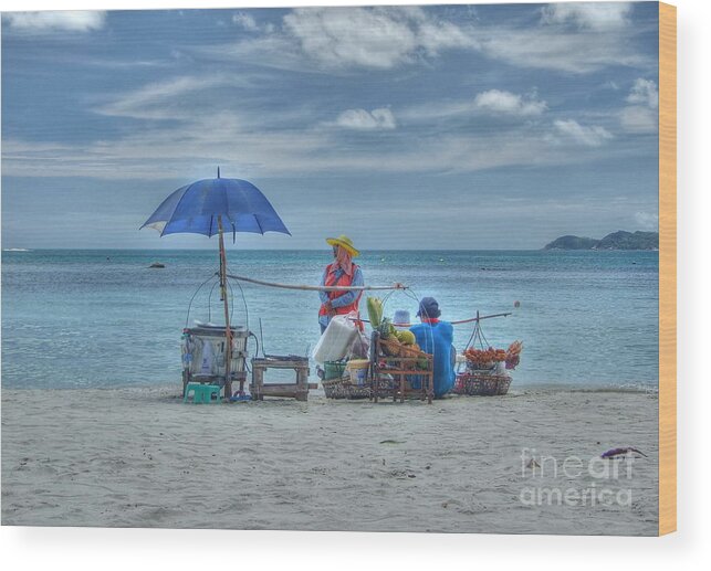 Michelle Meenawong Wood Print featuring the photograph Beach Sellers by Michelle Meenawong