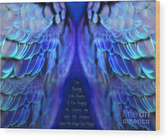 Wings Art Wood Print featuring the painting Beneath His Wings by Constance Woods