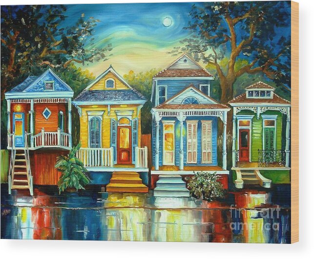 New Orleans Wood Print featuring the painting Big Easy Moon by Diane Millsap