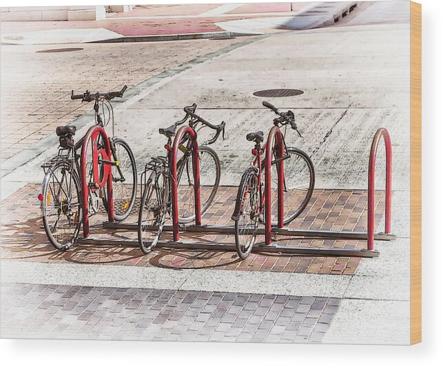 Bicycles Wood Print featuring the photograph Bikes by Jessica Levant