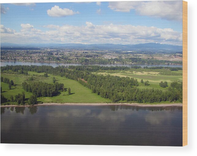 Reflection Wood Print featuring the photograph Birds Eye View of Portland by Bob Slitzan