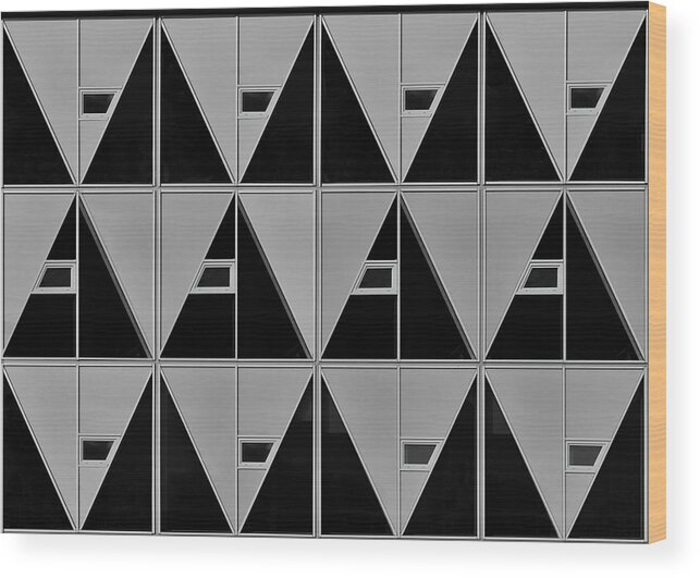 Black Wood Print featuring the photograph Black And Grey Triangles by Theo Luycx