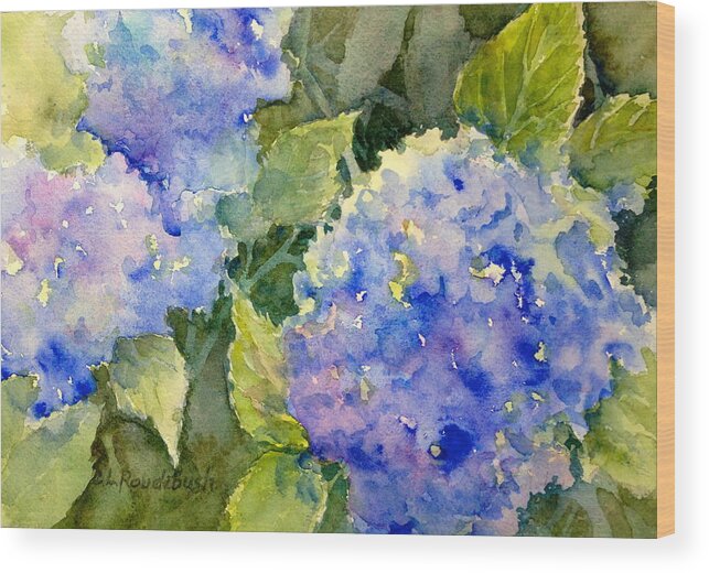 Hydrangea Wood Print featuring the painting Blue Hydrangea by Cynthia Roudebush