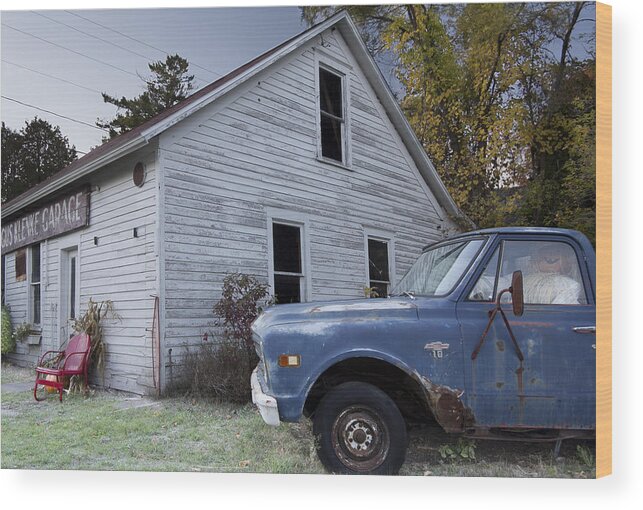 Door County Wood Print featuring the photograph Blue Truck by Jim Baker