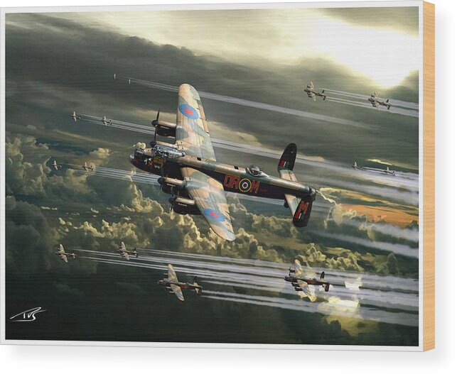 Avro Lancaster Wood Print featuring the digital art Bomber Stream by Peter Van Stigt