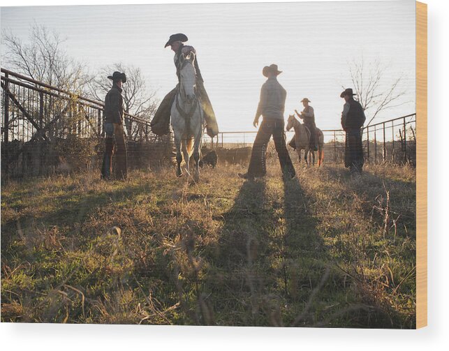 Texas Cowboys Wood Print featuring the photograph Bond Cowboys by Diane Bohna