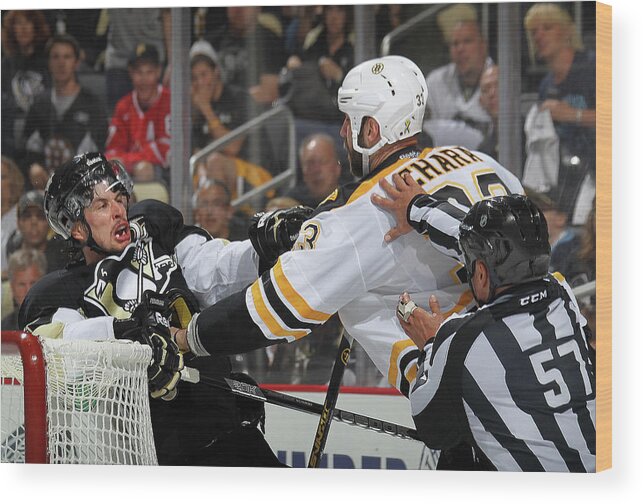 Playoffs Wood Print featuring the photograph Boston Bruins V Pittsburgh Penguins - by Bruce Bennett