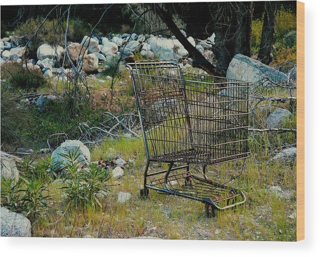 Shopping Cart Wood Print featuring the photograph Boulder Market by Laureen Murtha Menzl