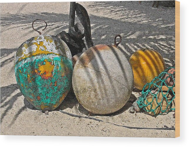 Bouys Wood Print featuring the photograph Bouys On The Beach by Kurt Gustafson