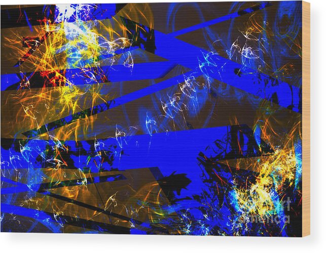 Blue Abstract Wood Print featuring the digital art Breaking Through by Lena Wilhite