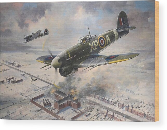 Aviation Art Wood Print featuring the painting Breakout at Amiens by Colin Parker