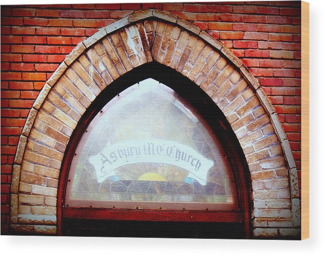 Church Wood Print featuring the photograph Bricks and Stained Glass by Melanie Lankford Photography