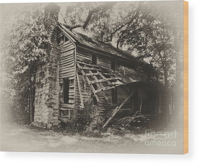 Farmhouse Wood Print featuring the photograph Broken Down by Wilma Birdwell