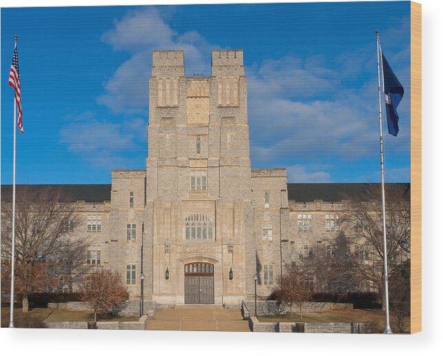 Front Wood Print featuring the photograph Burruss Hall at Virginia Tech by Melinda Fawver