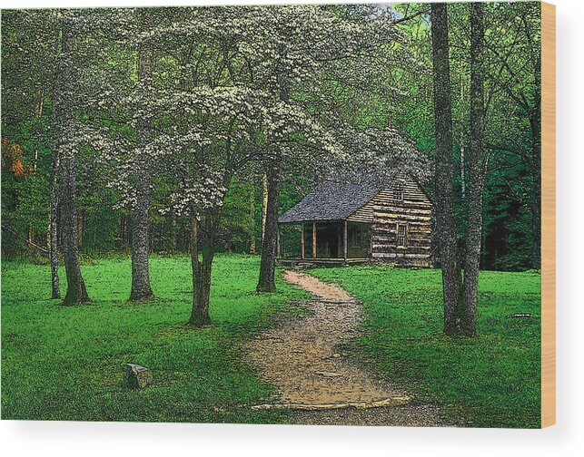 Cades Cove Wood Print featuring the photograph Cabin In Cades Cove by Rodney Lee Williams