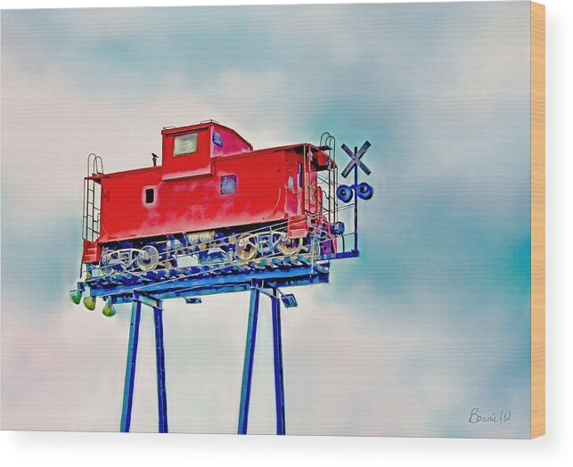 Caboose Wood Print featuring the photograph Caboose in the Sky by Bonnie Willis