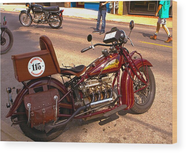 Motorcycle Cannonball 2014 Wood Print featuring the photograph Cannonball Indian #115 by Jeff Kurtz