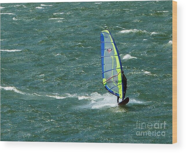 Wind Surfing Wood Print featuring the photograph Catching Wind and Surf by Susan Garren