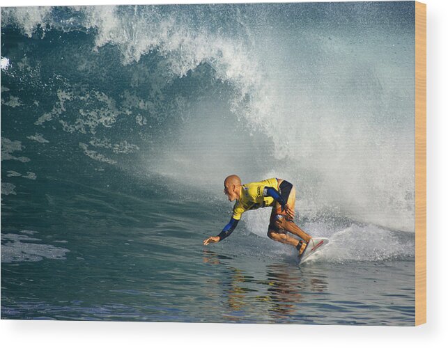 Kelly Slater Wood Print featuring the photograph Champion at Pipeline Masters by Kevin Smith