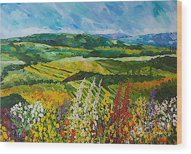 Landscape Wood Print featuring the painting Change is in the Air by Allan P Friedlander