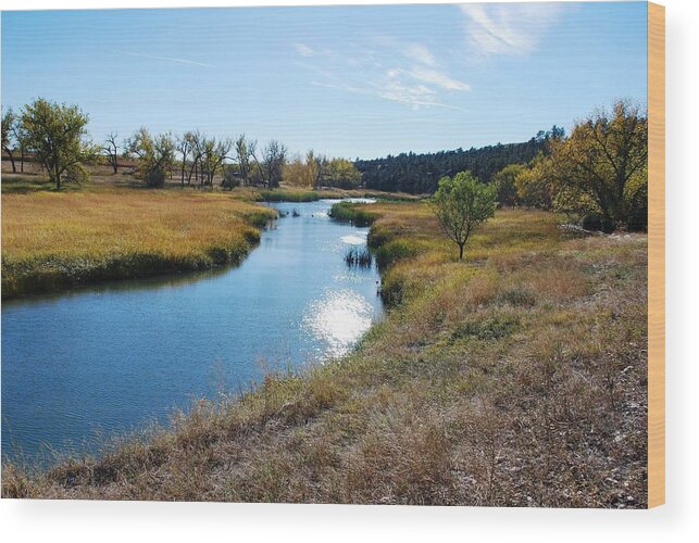 Landscape Wood Print featuring the photograph Cheyenne River in Autumn by Greni Graph