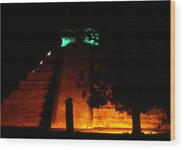 Archaeological; Chichen Itza; El Castillo; Mayan; Mexico; Travel; Still Lifes; Fine Art; Mesoamerica. Wood Print featuring the photograph Chichen Itza - El Castillo by Robert Rodvik