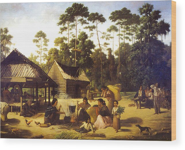 George Catlin Wood Print featuring the digital art Choctaw Village by George Catlin