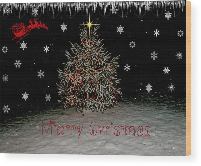 Greeting Card Wood Print featuring the photograph Christmas Snow by Cathy Kovarik