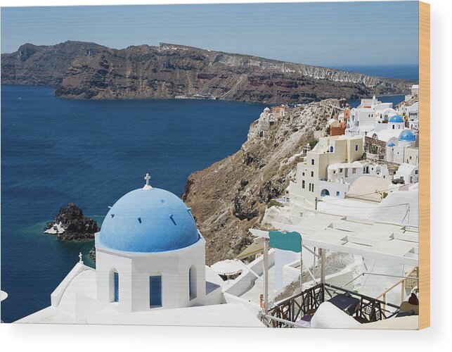 Scenics Wood Print featuring the photograph Church In Santorini, Greece by Flory