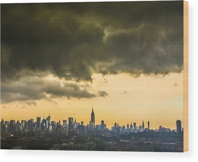 New York City Wood Print featuring the photograph City Storm Wide by Kathleen McGinley