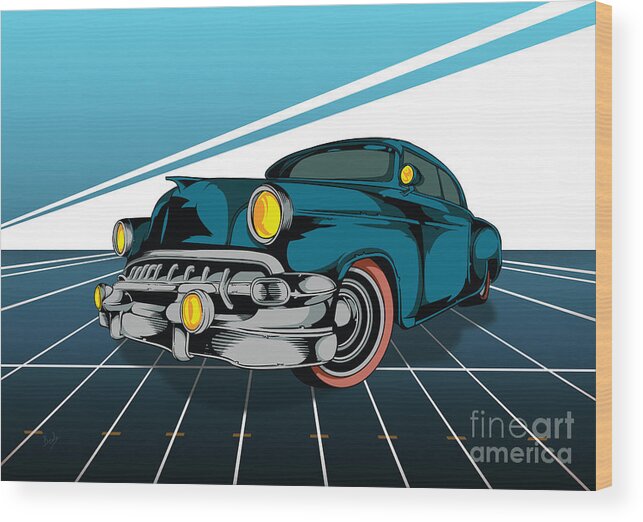 Car Wood Print featuring the digital art Classic Cars 03 by Peter Awax