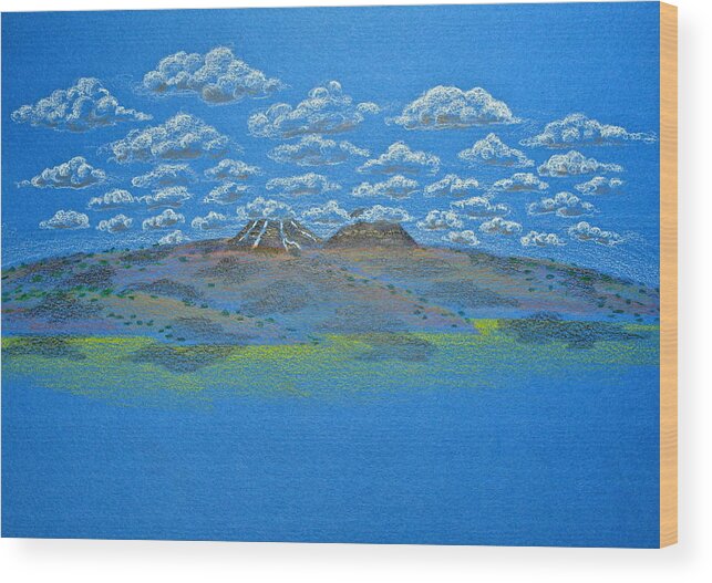 Drawing Wood Print featuring the drawing Clouds Over Lassen by Michele Myers