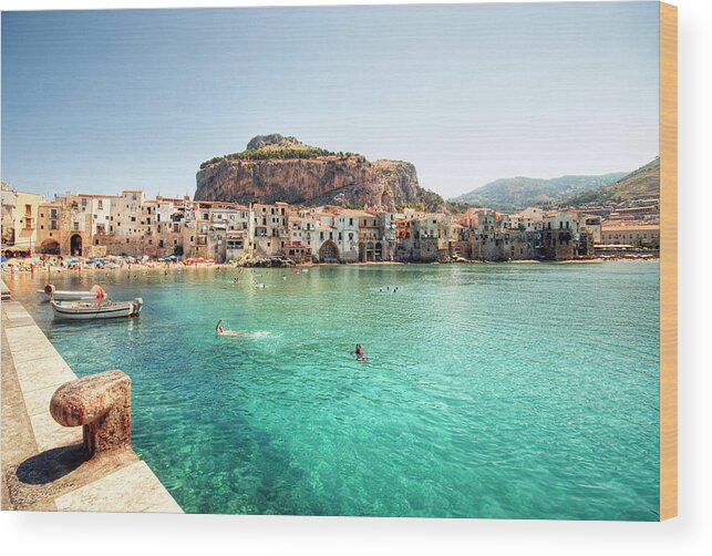 Sicily Wood Print featuring the photograph Coast of Cefalu by Federico Scotto