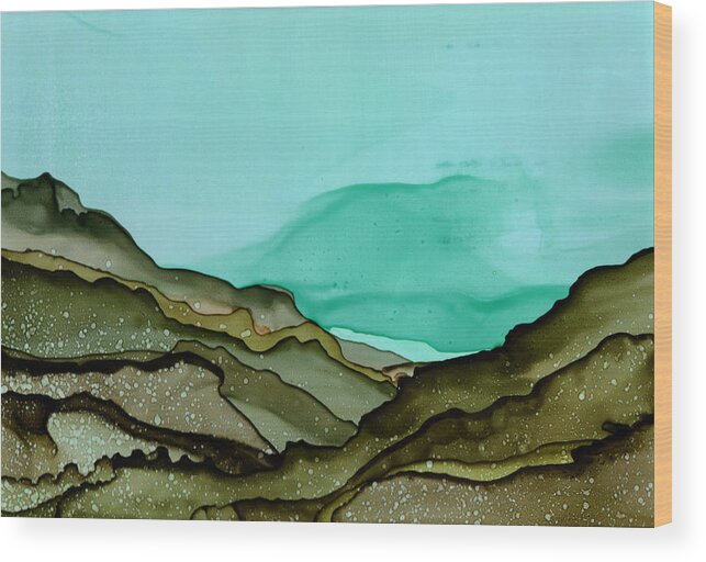 Coastal Wood Print featuring the painting Coastal Mountains by Angeline Beres