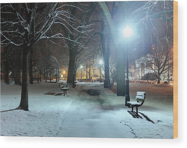 Snow Wood Print featuring the photograph Cold Winter Night by Denistangneyjr