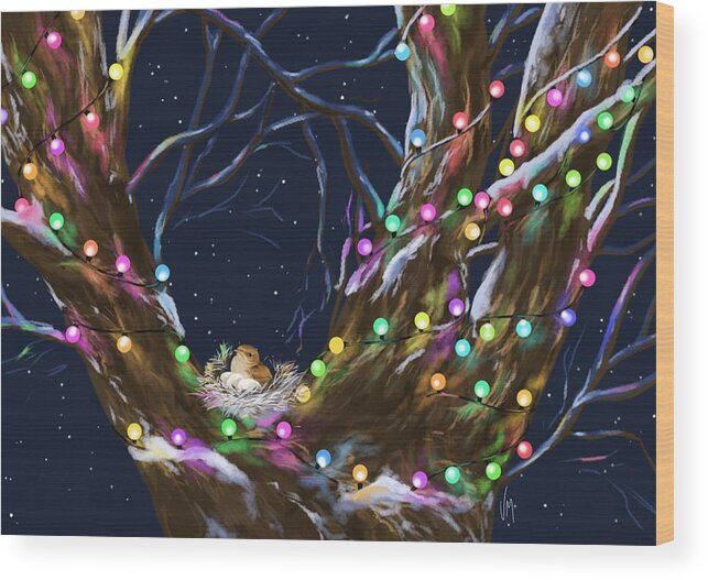 Christmas Wood Print featuring the painting Colorful Christmas by Veronica Minozzi