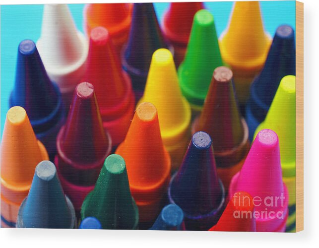 Crayon Wood Print featuring the photograph Colorful Crayons Closeup by Danny Hooks