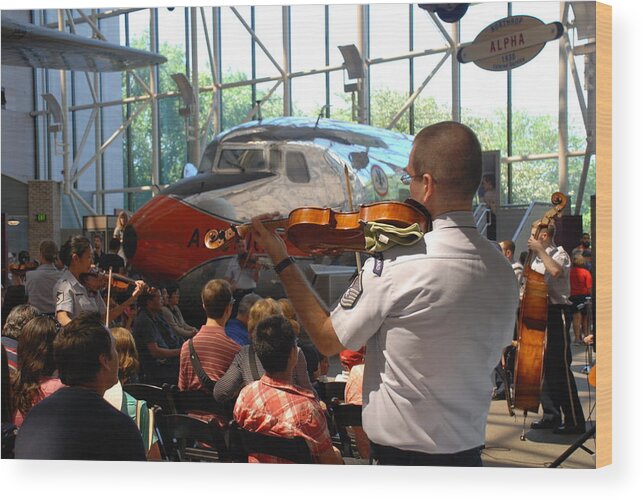 Air And Space Museum Wood Print featuring the photograph Concert Under the Planes by Kenny Glover