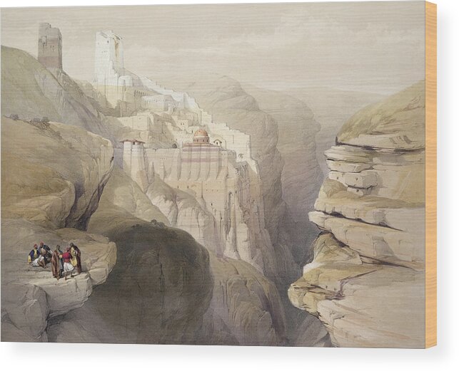 Landscape Wood Print featuring the drawing Convent Of St. Saba, April 4th 1839 by David Roberts