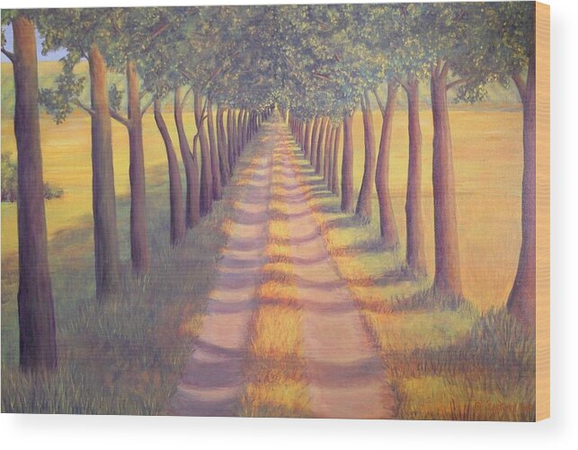 Landscape Wood Print featuring the painting Country Lane by SophiaArt Gallery