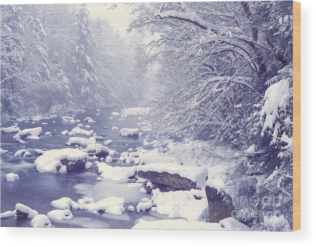 West Virginia Wood Print featuring the photograph Cranberry River Heavy Snow by Thomas R Fletcher