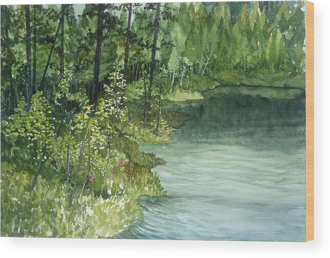 Plein Air Wood Print featuring the painting Crystal Bog by Helen Klebesadel
