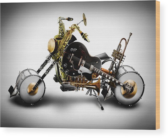 Bike Wood Print featuring the digital art Custom Band by Alessandro Della Pietra