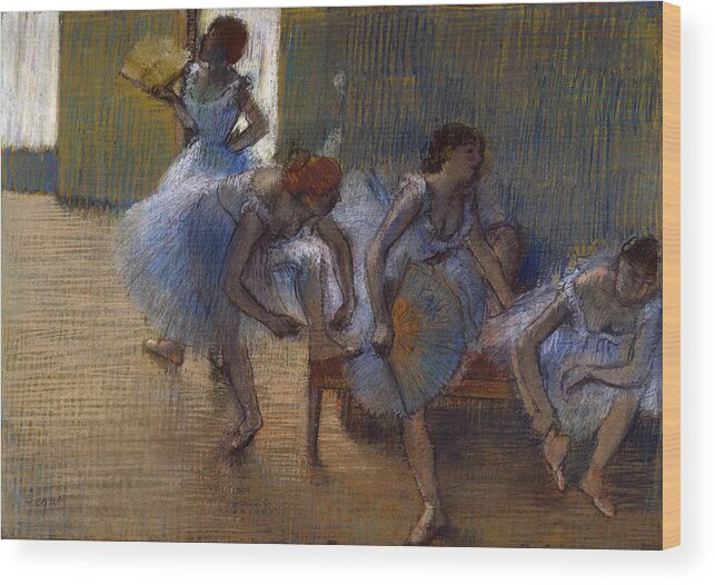 Degas Wood Print featuring the pastel Dancers On A Bench, 1898 by Edgar Degas