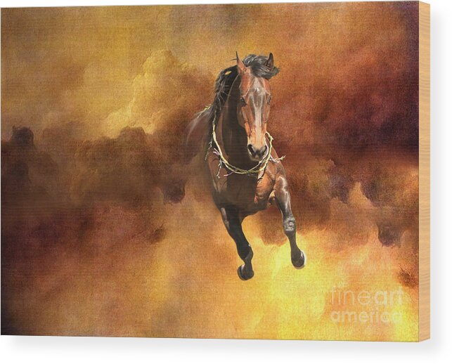 Horse Wood Print featuring the digital art Dancing Free I by Michelle Twohig
