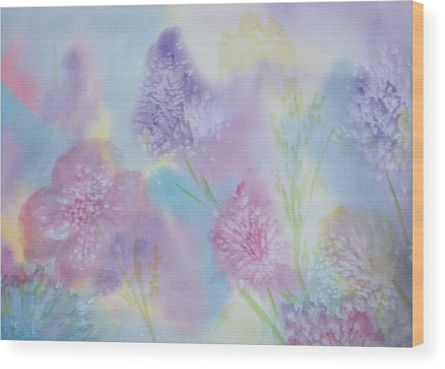 Wildflowers Wood Print featuring the painting Dawn of the Wildflowers by Ellen Levinson