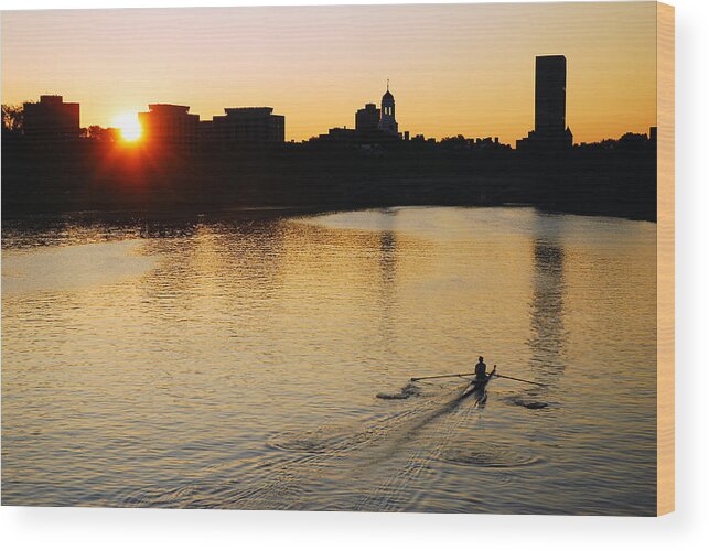 Charles Wood Print featuring the photograph Dawn on the Charles by James Kirkikis