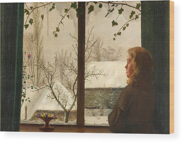 Vilhelm Kyhn Wood Print featuring the painting Day Dreams by Vilhelm Kyhn